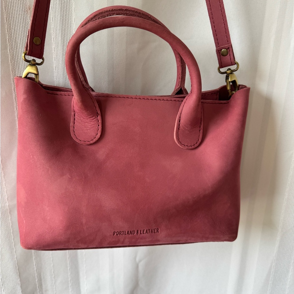 Portland Leather Goods PLG Foxglove Brushed Leather Rainstorm Zip Zipper EUC - Picture 4 of 8